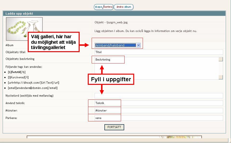 Vlj sedan att ladda upp det i tvlingsgalleriet och fyll i infon.